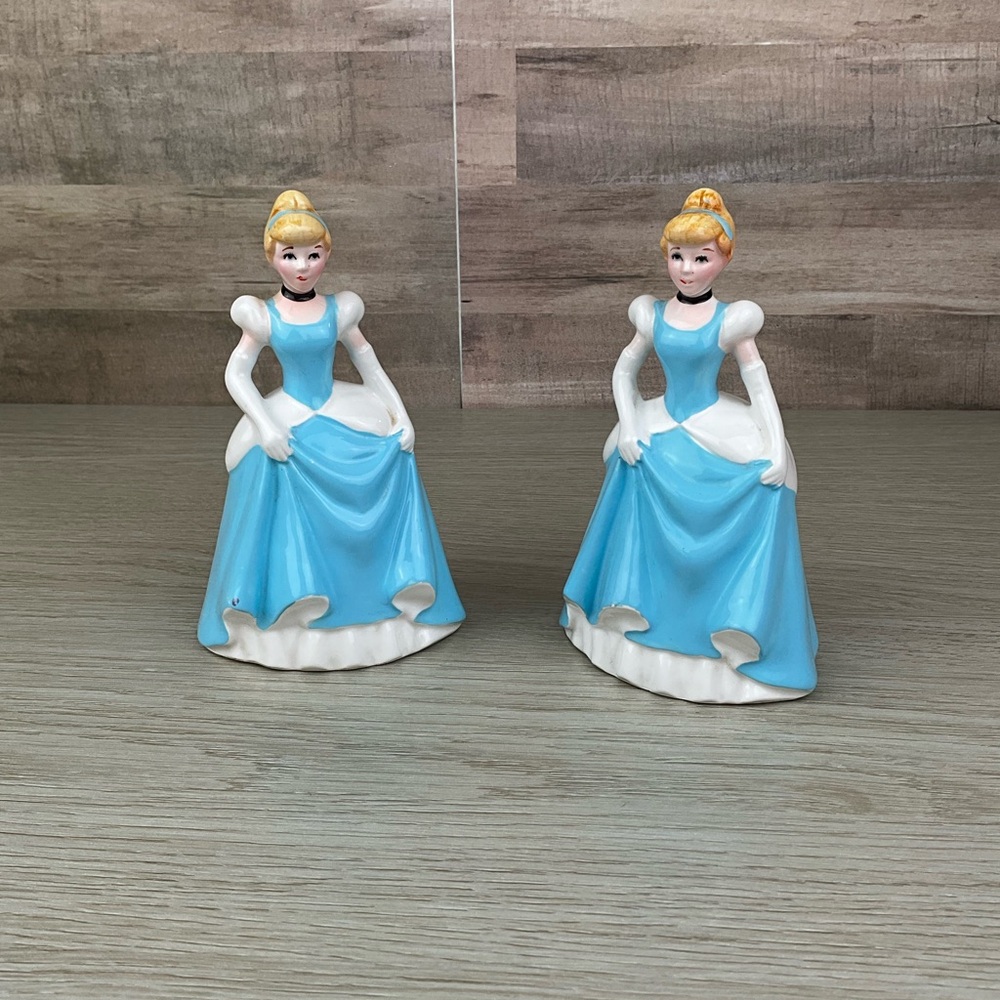 2 Vintage Ceramic Disney Cinderella Figurine Made in Japan